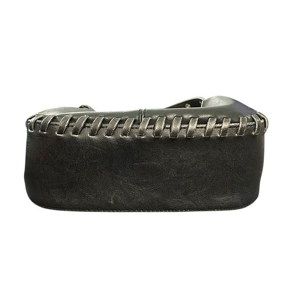 Vintage Y2K Black Grommet Lace Up Purse Shoulder Bag - Picture 8 of 11